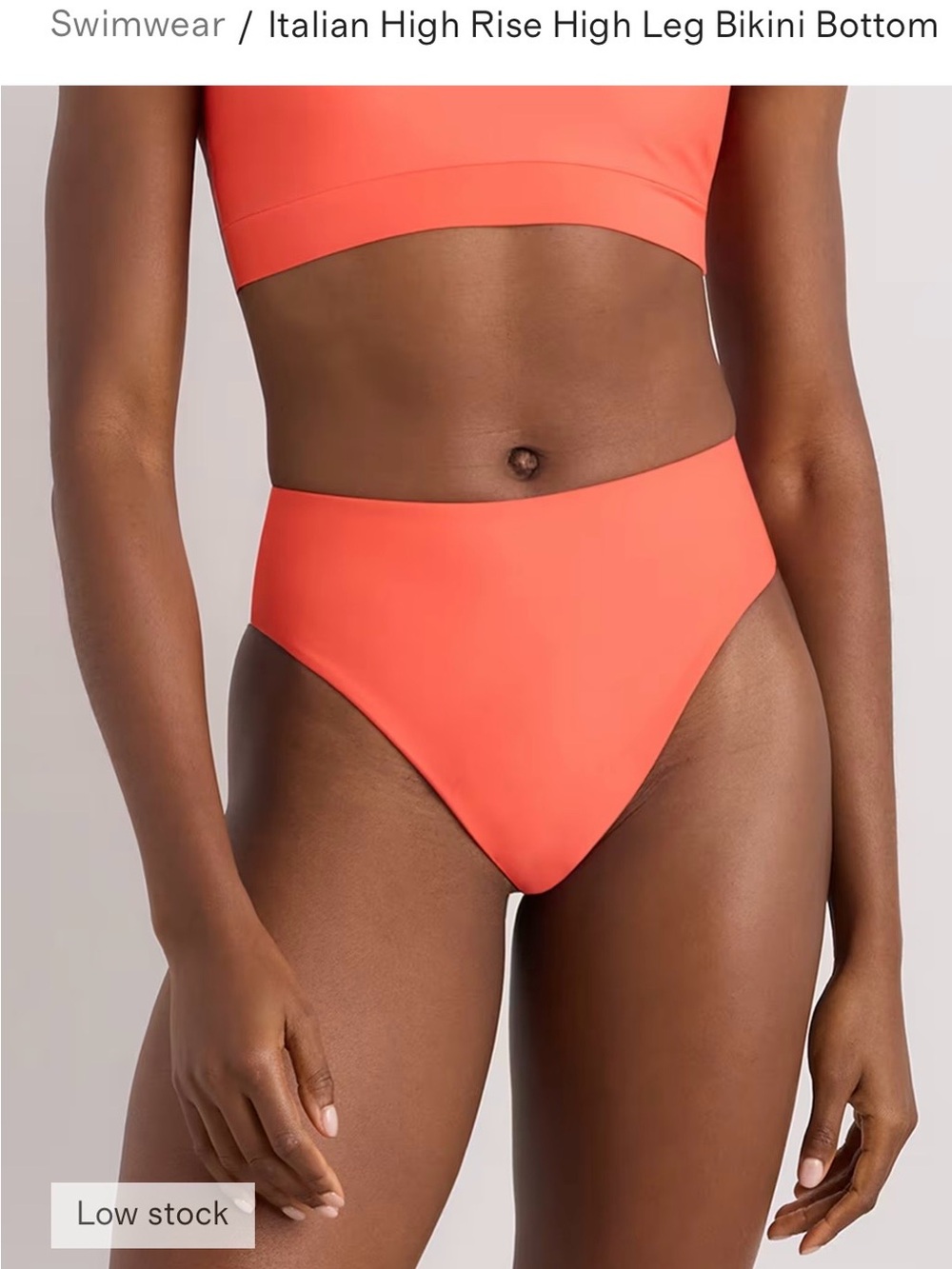 NWT Quince Italian Swim Bundle - Plunge Top & 2 Bottoms (Sunset Orange) - Picture 4 of 6
